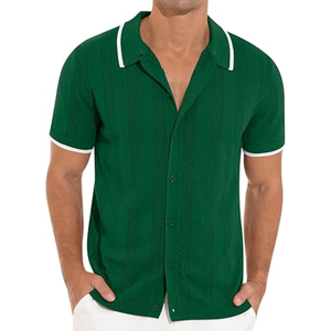 Camisa Polo de Punto Casual Vintage de Manga Corta para Hombre, Camisa de Playa de Verano con Botones - Product Image 1