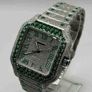 Montre analogique automatique de luxe pour homme en acier inoxydable, sertie de diamants VVS, style hip-hop, avec mouvement à quartz et moissanite - Product Image 2