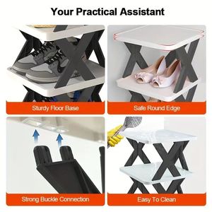 Scarpiera con ingresso stretto alto a 9 strati salvaspazio scarpe impilabili in plastica verticale per armadio può contenere 9 paia di scarpe - Product Image 2