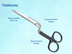Bent Handle Curved Embroidery <b>Scissors</b> Manual Stainless Steel CE Hospital Premium Regal Impex - Product Image 3