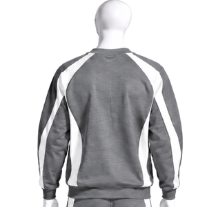 Sweat-shirt gris à col rond pour homme, avec empiècements latéraux contrastants, manches longues, pull athlétique décontracté, vêtements de sport pour l'entraînement, vente en gros - Product Image 2