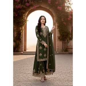 Premium Gmy Silk Designer Party Wear <b>Set</b> with Top Plazzo and Dupatta Beautiful Ethnic Fashion <b>for</b> Wedding Celebrations - Product Image 4