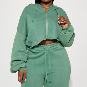 Custom Logo Women's Casual Fitness Clothing 2pcs Workout <b>Set</b> Breathable Pleated Yoga Eco-Friendly Gym Hoodie & Sweatpants <b>Sets</b> - Product Image 4