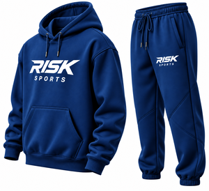 Ensemble jogging et sweat à capuche bleu pour homme – Tissu polaire, design avec poches à lettres, taille élastique, tenue décontractée et sportive - Product Image 3