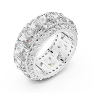 Anillo de Eternidad de Plata S925 con Moissanita, Corte Princesa, Engaste de Garras, Joyería para Aniversario de Bodas - Product Image 1