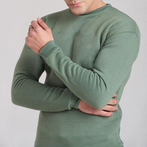 Sudadera de Cuello Redondo Negra para Hombre, Corte Regular, Color Sólido, Informal, de Punto, de Algodón, para Otoño - Product Image 6