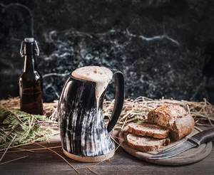 Auténtica Jarra Vikinga de Cuerno de Búfalo – Jarra de Cerveza Hecha a Mano con Acabado Natural, Taza para Beber de Cuerno 100% Real Pulido - Product Image 5