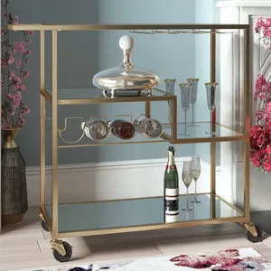 Chariot de service de luxe en métal fait main avec roues pour hôtel, restaurant, bar à domicile, traiteur de mariage – Qualité supérieure - Product Image 2
