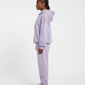 Women's Lavender Two Piece Tracksuit Hooded <b>Sweatshirt</b> <b>Long</b> Pants Set Casual Loose Fit Full Sleeve Solid Color Fleece Outfit - Product Image 6