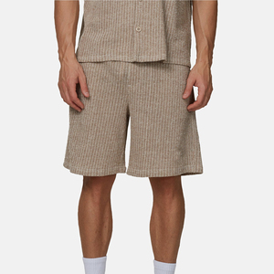 Pantalones Cortos Bermuda de Algodón a Rayas para Hombre, Cintura Media, Cierre de Botones, Estilo Casual, Tejido Transpirable - Product Image 1