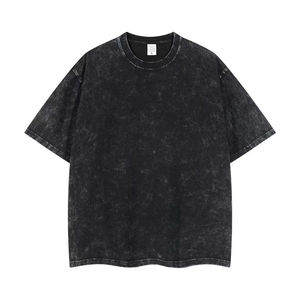 เสื้อยืดลายวินเทจแบบย้อมสีดำสไตล์สตรีทแวร์ แห้งเร็ว ขายส่ง เสื้อยืดสีดำย้อมสีดำแบบสบายๆ เสื้อยืดสีดำย้อมสีดำแบบ OEM - Product Image 3