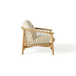 Sillón Moderno de Madera de Teca con Reposabrazos de Cuerda y Cojín Suave – Silla de Relajación de Madera de Lujo para Sala de Estar u Hotel - Product Image 3