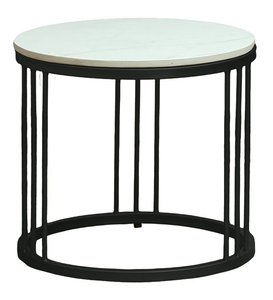 Luxury Round <b>Nesting</b> <b>Coffee</b> <b>Table</b> <b>Set</b> with Marble Top and Black Metal Base for Living Room Furniture - Product Image 5