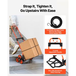 Carrello Pieghevole Portatile con Capacità di Salita Scale di 54 kg, Manico Telescopico, 6 Ruote e 2 Ruote Girevoli, Modello Carrello a Mano - Product Image 5