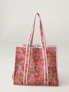 Quilted Cotton Tote Bag for Women | Large Floral Shopping <b>Handbag</b> | Assorted Print Mix Designs | OEM Wholesale - Product Image 1