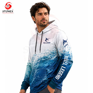 Sweat à capuche de pêche pour homme, respirant, grande taille, UPF 50, polyester/coton, personnalisable, séchage rapide, évacuation de l'humidité - Product Image 2