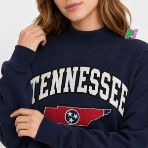 Sweat-shirt à col montant pour femme avec inscription TENNESSEE et appliqué carte, épais et lourd, idéal pour l'hiver - Product Image 6