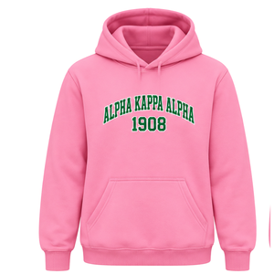 Custom <b>Pink</b> Pullover <b>Hoodie</b> for Women with Embroidered Greek Letter Logo Soft Fleece Casual Sweatshirt Sorority Apparel - Product Image 1