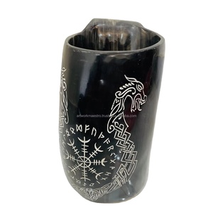 Taza de cuerno de búfalo pulido hecha a mano con logotipo vikingo, tallada a mano, para beber, inspirada en los vikingos y en Ragnar. - Product Image 5