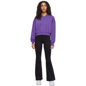 Sudadera Corta de Manga Larga para Mujer, Tejida en Algodón y Felpa, con Logotipo Bordado Personalizado, Ecológica, Antiarrugas, Transpirable, Tallas Grandes - Product Image 1
