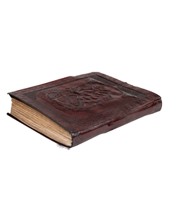 Rustic Two-Panel Embossed Leather Notebook Mandala & Paisley Motif Natural Deckle Edge Pages, Wrap Around Cord Tie Handcrafted - Product Image 3