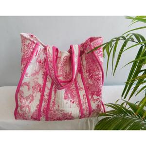SR Exports Handmade Cotton Block Printed Tote <b>Bag</b> Zipper Closure Reusable Beach Shopping <b>Bag</b> <b>Boho</b> Indian Fashion Shoulder - Product Image 3