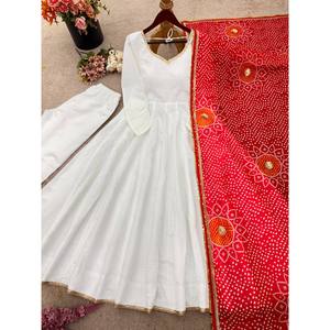 ชุดราตรีดีไซเนอร์พร้อมขอบลูกไม้ชุดปาร์ตี้สวมใส่-ด้านล่างและ dupatta - Product Image 1