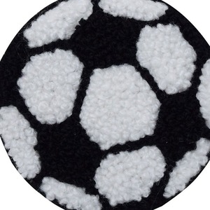 Parche Bordado Ecológico para Coser, Diseño de Balón de Fútbol, Negro y Blanco, Circular, Aplique de Fieltro No Tejido para Tela - Product Image 1