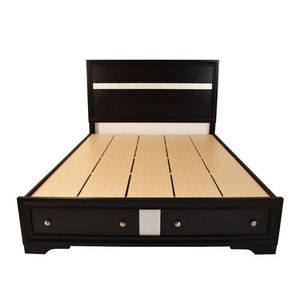 Letto matrimoniale in legno stile tradizionale con contenitore, colore nero - Product Image 2