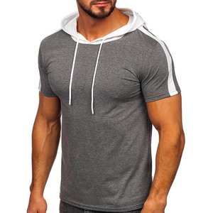 Sudadera con Capucha de Manga Corta, Ligera, 100% Algodón, Personalizada OEM, para Hombre, Bordada, de Verano, Secado Rápido, Transpirable, Teñida Lisa - Product Image 4