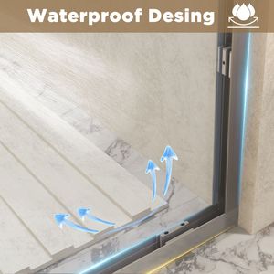 Porta Doccia Scorrevole Doppia in Vetro Temperato Antiesplosione 44x48x72 Pollici con Telaio in Alluminio e Acciaio Inossidabile da 1/4 di Pollice - Design Premium per - Product Image 4