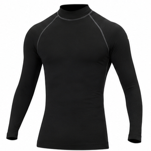 T-shirt de compression noir à manches longues pour hommes, anti-transpiration, respirant, séchage rapide, infroissable, en Spandex et Polyester extensible dans quatre directions - Product Image 4
