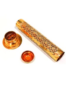 Brûleur d'encens en laiton doré avec motif découpé au laser, fait main, pour usage religieux, diffuseur d'aromathérapie toutes saisons - Product Image 2