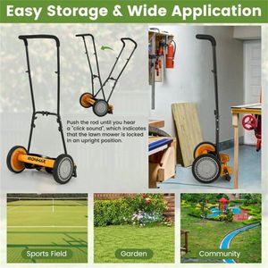 Orange 16-Inch <b>Push</b> Lawn <b>Mower</b> with Grass Catcher Bag - Product Image 6