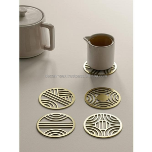 Offre spéciale Sous-verres ronds en aluminium avec support sous-verres pour décoration de maison avec logo personnalisé Vente en gros de sous-verres en aluminium - Product Image 1