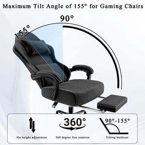 Sedia da gioco ergonomica in tessuto con supporto per massaggio lombare e pedali sedia per Computer per giocatori - Product Image 5