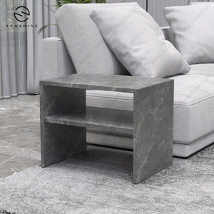 Minimalist Marble <b>End</b> <b>Table</b> With <b>Storage</b> Shelf Modern Living Room Furniture - Product Image 4