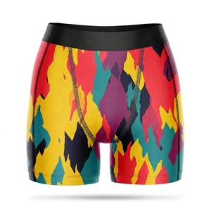 Caleçons boxers pour hommes bleu marine avec ceinture blanche et rayures rouge-bleu, taille mi-haute, 100 % coton tricoté, respirant, style uni - Product Image 4