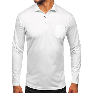 Men's Long Sleeve Solid Color Knitted <b>Polo</b> <b>Shirt</b> <b>With</b> <b>Pocket</b> Casual Regular Fit Black 2027 - Product Image 6
