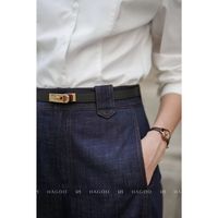 Pantalones Anchos y Holgados para Mujer, Transpirables, Color Azul Oscuro, Cintura Media, Corte Recto, Casuales, para Oficina, Primavera