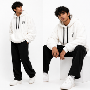 Sweat-shirts à capuche en sherpa pour hommes, surdimensionnés, avec logo brodé, sweat-shirt d'hiver, streetwear personnalisé, pull Y2K, fournisseur en gros de mode aux États-Unis - Product Image 2
