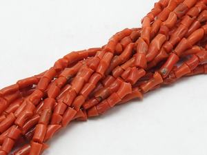 Cuentas de Coral Rojo Italiano, Lisas y Pulimentadas, Forma Irregular de Pepita, Tubo, Piedra de 16 Pulgadas, 6-7 mm, Certificadas por Terceros para Joyería - Product Image 2