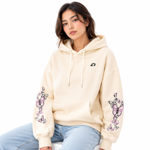 Sudaderas con Estampado de Mariposas para Mujer, al por Mayor, Mezcla de Algodón, Hombros Caídos, Logotipo Personalizado, Fabricante de Ropa - Product Image 1