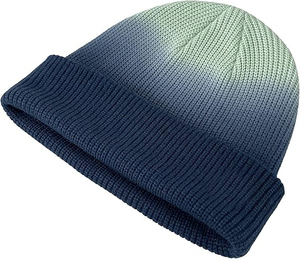 Unisex Outdoor Thick Knitted Color Blocking Tie Dye Gradient Custom Design Breathable Waterproof Adjustable <b>Beanie</b> Winter Hat - Product Image 6