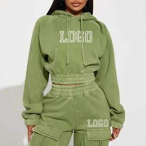 Conjunto de sudadera con capucha y pantalones deportivos personalizados para mujer, estilo urbano, holgado, de alta calidad. - Product Image 3