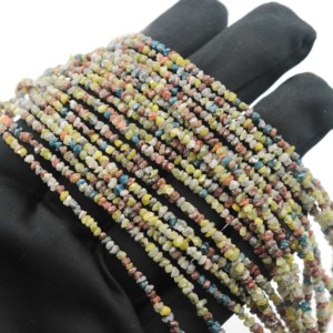 Perles brutes multi-diamants naturels non taillés 2-4 mm multicolores certifiées CMA pour la fabrication de bijoux - Product Image 1