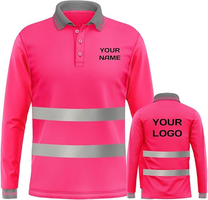 Polo de travail haute visibilité à manches longues avec bande réfléchissante et logo personnalisé pour la construction en extérieur et les opérations de sauvetage en plein air - Product Image 5