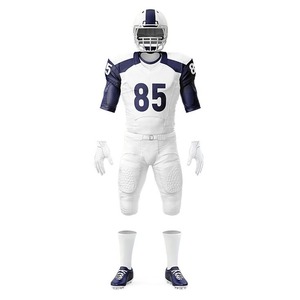 Ensemble d'uniformes de football américain personnalisables pour hommes, 100% polyester, impression sublimée, évacuation de l'humidité, col en V, manches courtes - Product Image 2