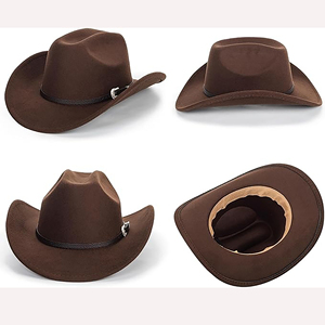 Chapeau Fedora Marron 100% Laine avec Ruban Noir Unisexe Décontracté à Large Bord Broderie Main Réglable Quatre Saisons Fête Mode - Product Image 3