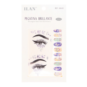 ILAN Adesivi glitterati per viso, occhi e unghie, decorativi, rimovibili, adesivi 32633 - Product Image 1